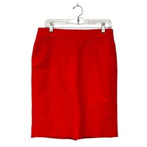 J.CREW Classic Essential No. 2 Pencil Skirt Straight Red 100% Cotton Size 6